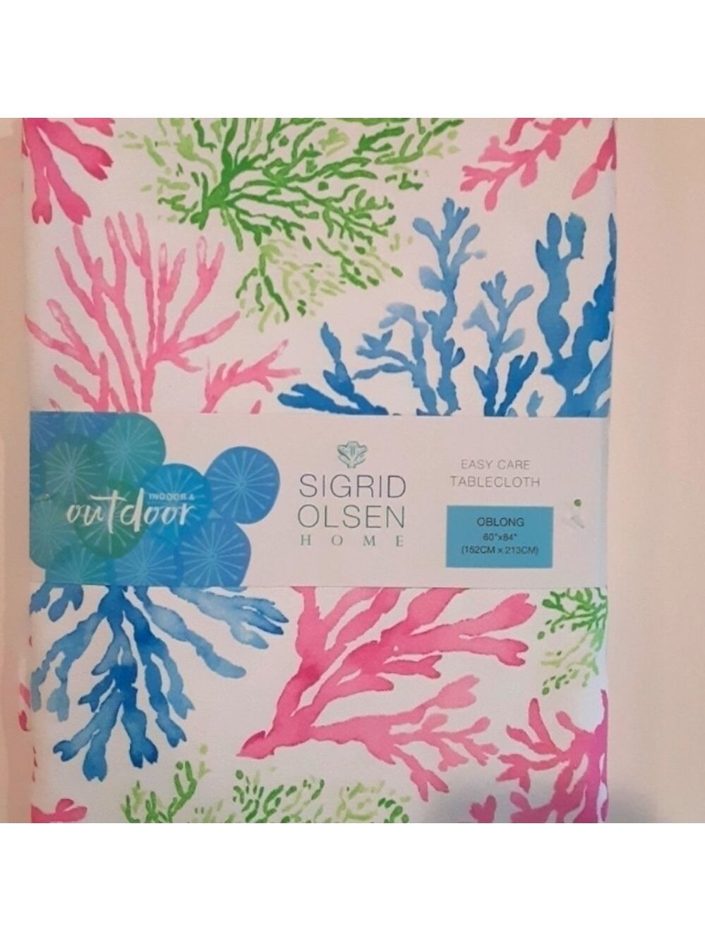𝅺Sigrid Olsen Indoor Outdoor Tablecloth Castaway Coral Easy Care New